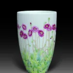 An Over Glazed Corn Poppy Vase