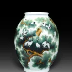 A Fine Over Glazed 'Crane in pine forest' Vase