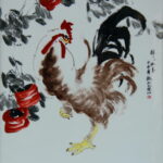 An Over Glazed Color Chicken Porcelain Plate